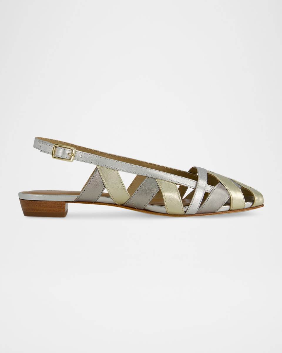 Glinda Woven Leather Slingback Ballerina Flats
